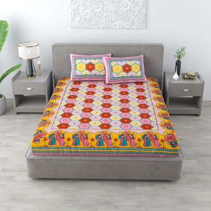 Double bedsheet with 2 pillo cover  uploaded by Dnd febrics on 3/4/2023