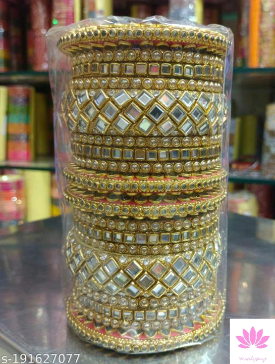 Post image kiaan's Rajasthani golden bangles 
Name: kiaan's Rajasthani golden bangles 
Base Metal: Alloy
Plating: No Plating
Stone Type: Pearls
Sizing: Non-Adjustable
Type: Bangle Set
Net Quantity (N): 1
Sizes:2.2, 2.4, 2.6, 2.8
Country of Origin: India