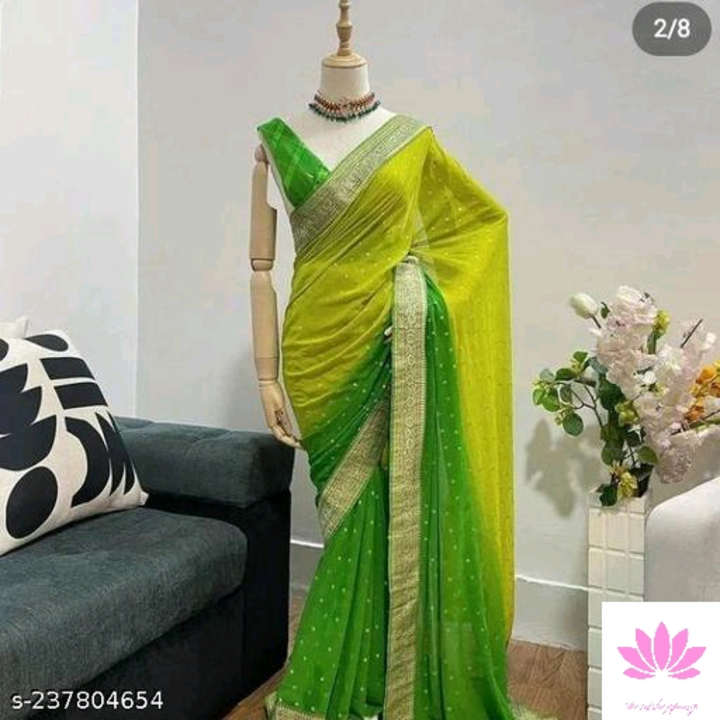 Soft Georgette Saree With Heavy Foil Print And Jacquard Lace Border uploaded by Jewellry and clothes  on 3/4/2023