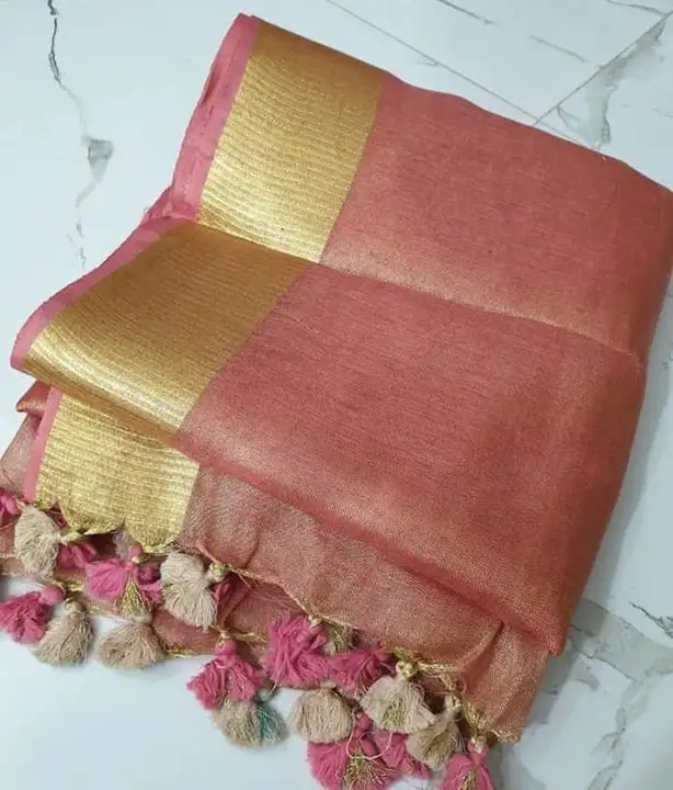 Tissue linen saree  uploaded by business on 3/4/2023