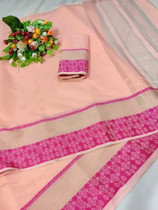Cotton linen saree  uploaded by Dhanvi Clothing on 3/4/2023