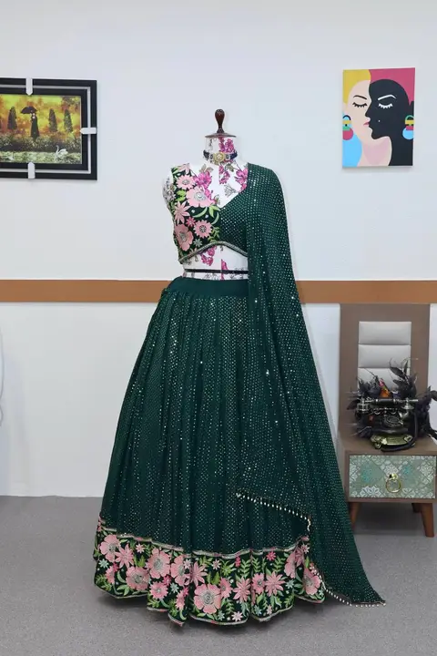 LAHENGA CHOLI: FOX GEORGETTE
*#WORK* : EMBROIDERY SEQUENCE uploaded by NIVA CREATION on 3/4/2023