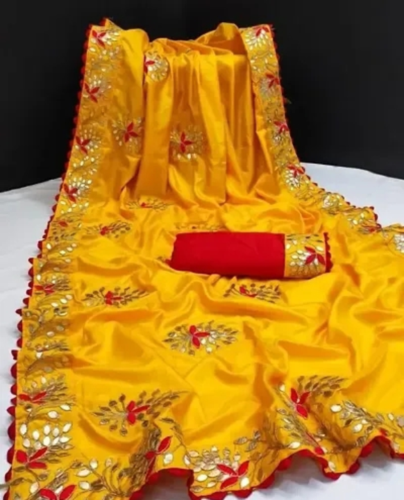 Stunning Dola Silk Heavy Gota Work Women Saree with Blouse Piece uploaded by business on 3/4/2023
