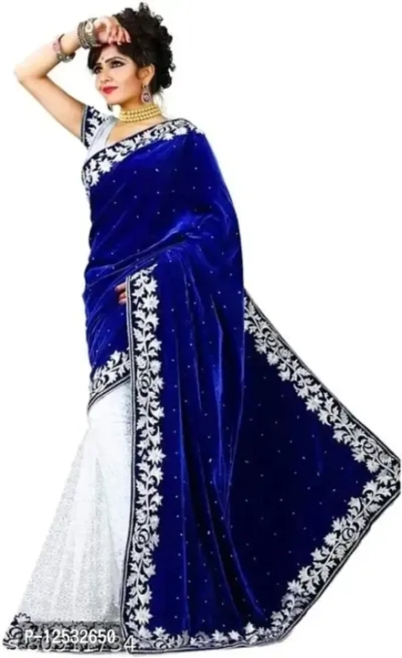 Classic Velvet Embroidered Saree With Blouse piece For Women

 Color:  Blue

 Fabric:  Velvet

 Type uploaded by Digital marketing shop on 3/5/2023