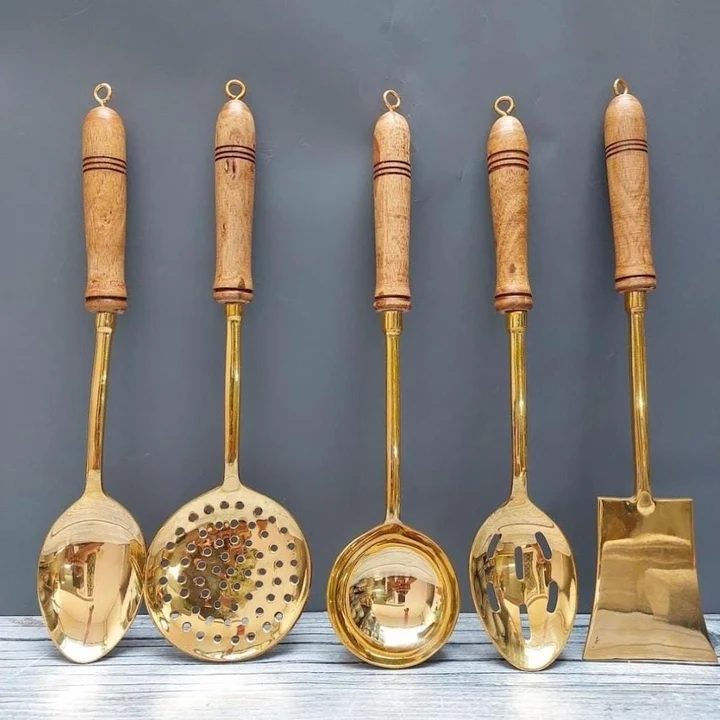 Premium  brass ladle set with mango wooden handle  uploaded by Dph overseas on 5/10/2024