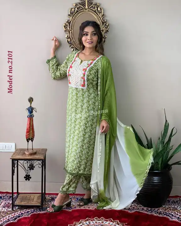 Women embroidered kurta pant and dupatta set  uploaded by Aleexa Outlet on 3/5/2023