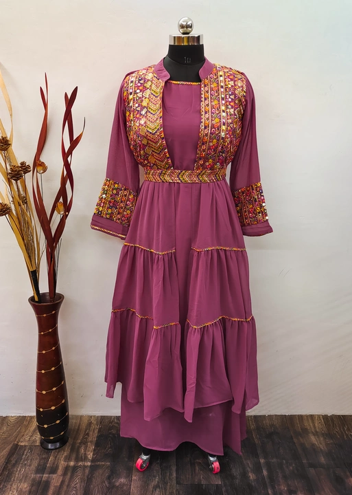 New Multi embroidery Jacket with Gown and Belt  uploaded by Vihu fashion on 3/5/2023
