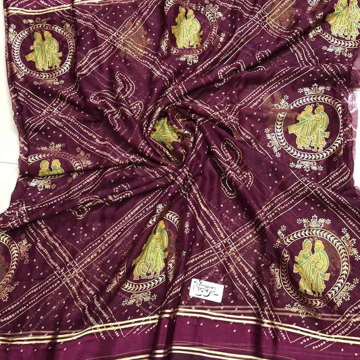 Chamudi Chiffon With Viscose Border & Foil Print Sale...Sale....1000 pic lot uploaded by ShivShakti Showrooms Wholesale  on 3/5/2023
