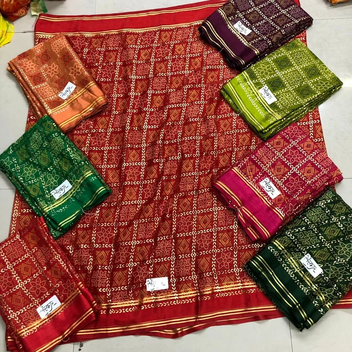 Chamudi Chiffon With Viscose Border & Foil Print Sale...Sale....1000 pic lot uploaded by business on 3/5/2023