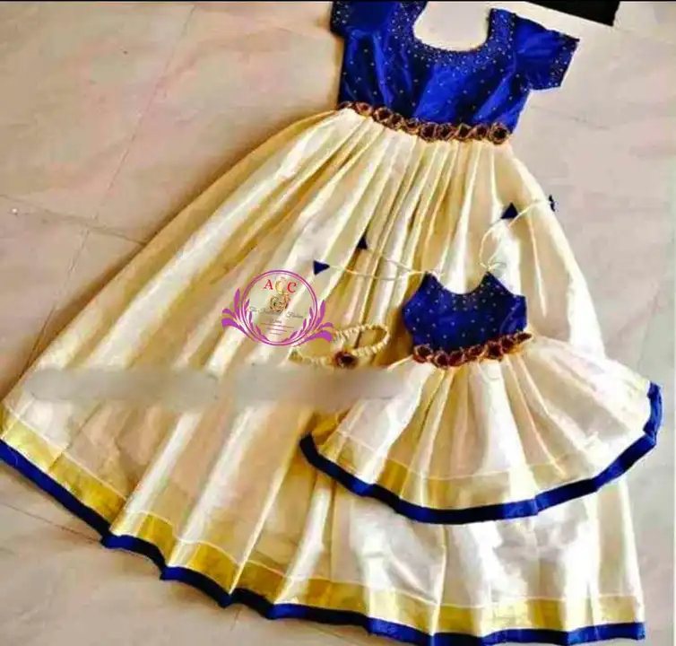 Kerela onam kasavu wear for kids uploaded by Maari Amman Textile on 3/5/2023