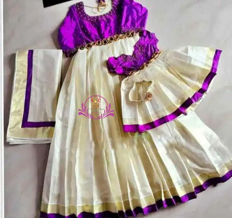 Kerela onam kasavu wear for kids uploaded by Maari Amman Textile on 3/5/2023
