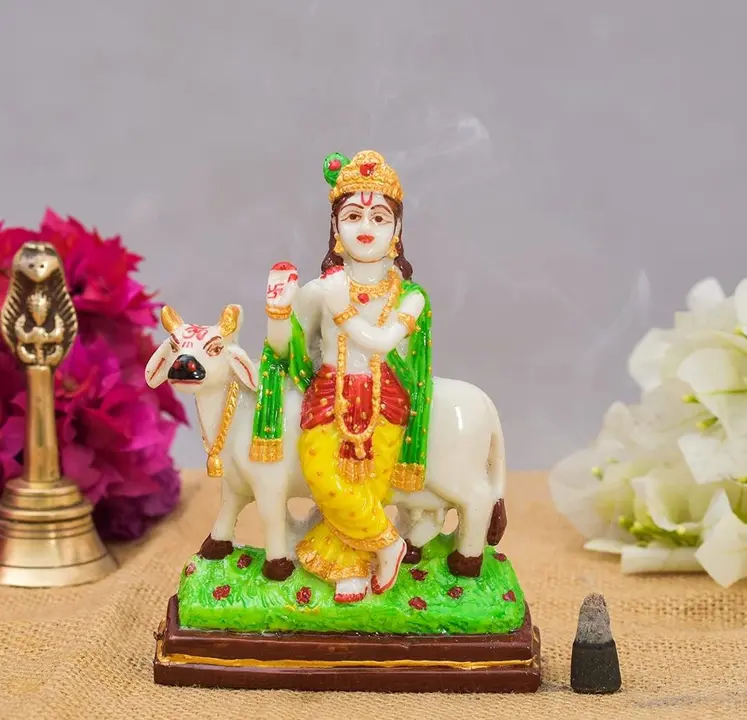 Archna handicraft polyresin cow Krishna with base and Pooja room, gift item and decorative item  uploaded by Archna handicraft on 3/5/2023