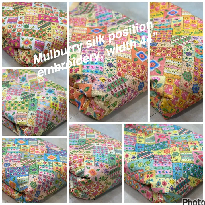 Mulburry silk position embroidery, width 44”💥💥 uploaded by Shri Paras Nath Textiles on 3/5/2023