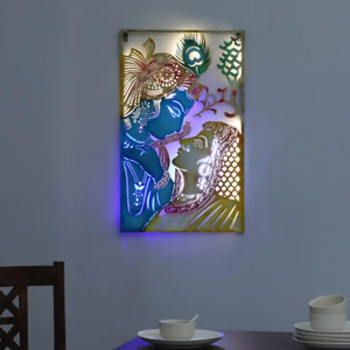 Wall decor Radha Krishna with back lights uploaded by business on 3/5/2023