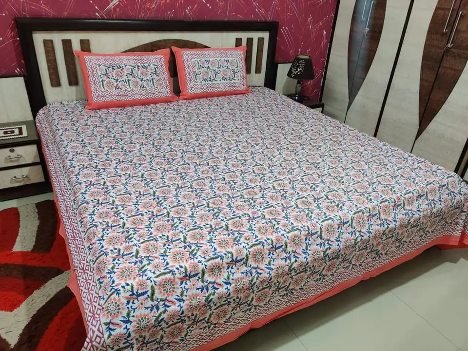 Post image Pure cotton 108/108 jumbo king size bedsheets
With 2 pillow
