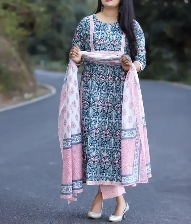 Women pure cotton kurta pant and dupatta set  uploaded by Aleexa Outlet on 3/5/2023