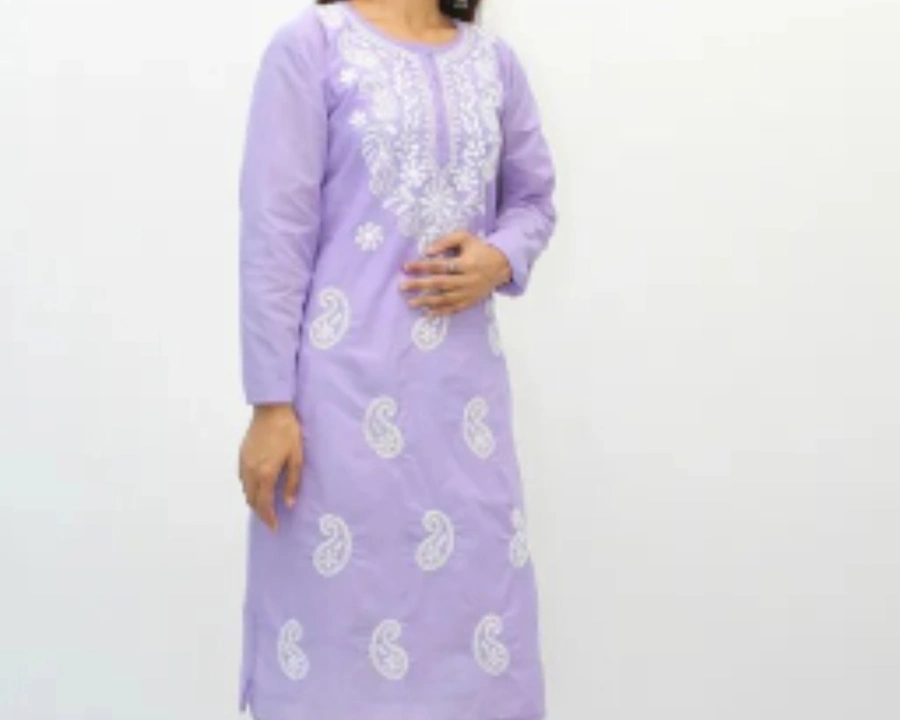 Lucknowi Cotton kurti embroidered uploaded by Moon Traders on 6/4/2024