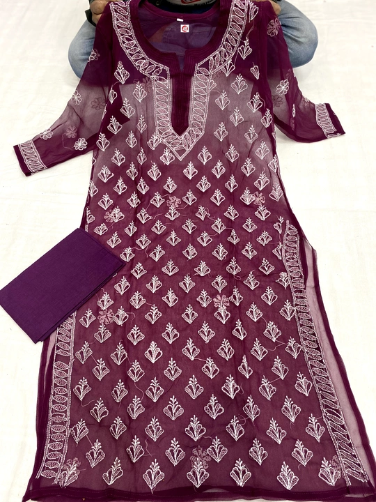 Chikankari Booti Jaal Georgette kurti uploaded by business on 3/5/2023