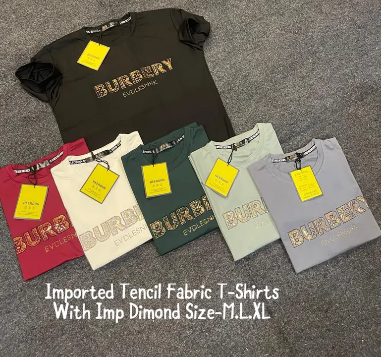 Imported Tencil Fabric T-shirt with Imp Diamond Patch Size M,L,XL uploaded by business on 3/5/2023