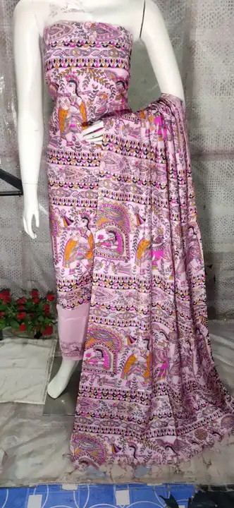 Katan Salab Semi Silk Suits With Madhubani Print uploaded by Salman Handloom on 3/5/2023