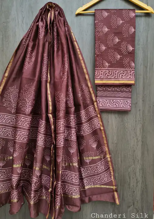 Chanderi silk suit uploaded by Bagru Hand Block Print Jaipur on 3/6/2023