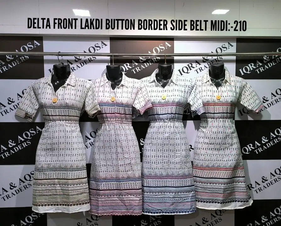 DELTA FRONT LAKDI BUTTON BORDER SIDE BELT MIDI uploaded by IQRA AND AQSA TRADERS on 6/3/2024