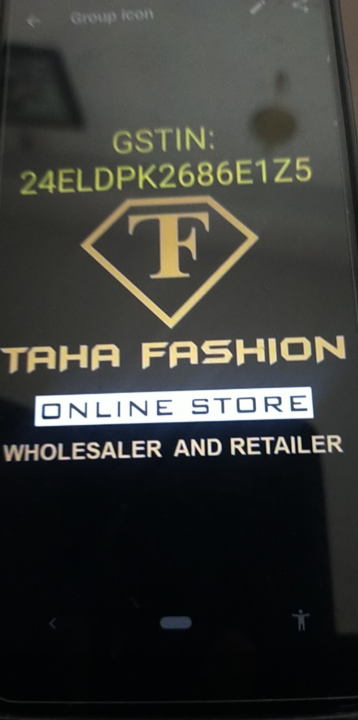 Visiting card store images of Taha Fashion Surat 