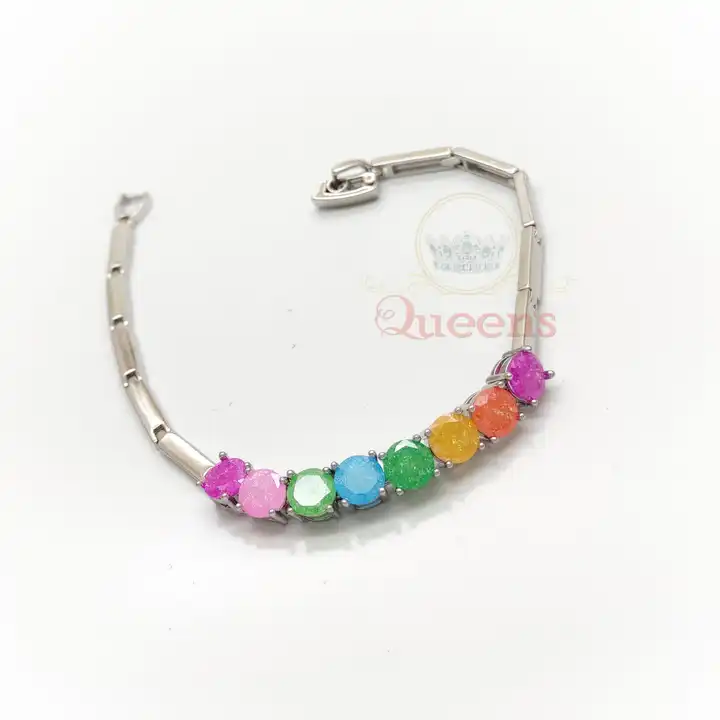 Imported silver bracelet with multi pastel stones........ uploaded by Zahara collection on 3/6/2023