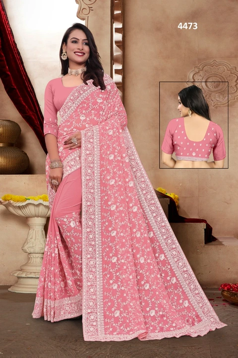 Lucknowi embrodery saree  uploaded by Prahi fashion on 3/6/2023