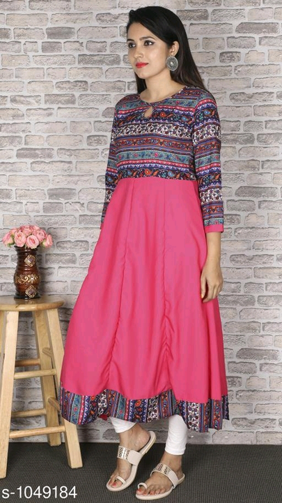 Women's printed crepe anarkali khurti uploaded by business on 3/6/2023