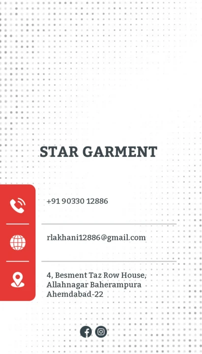 Visiting card store images of Star Garment