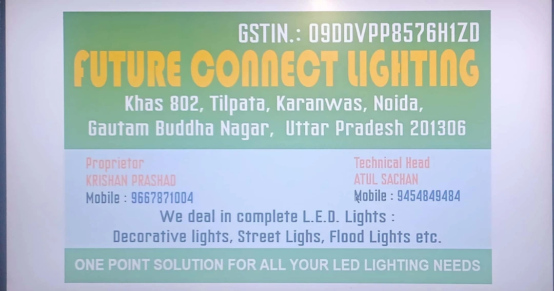 Visiting card store images of Future connect lighting