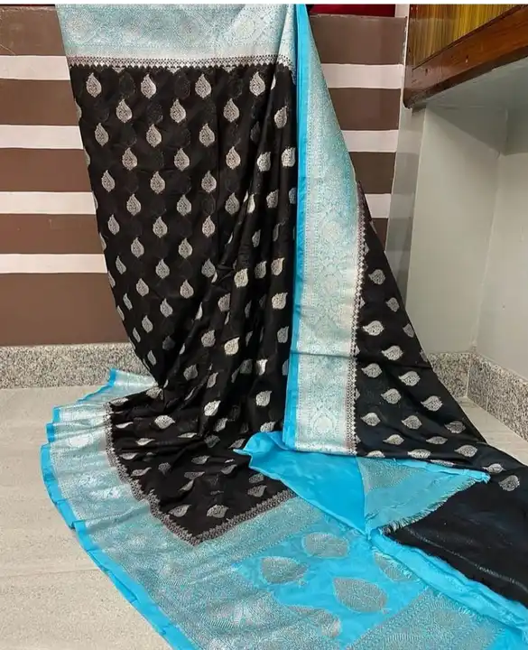 Banarasi handloom semi katan georget silk saree uploaded by business on 3/7/2023
