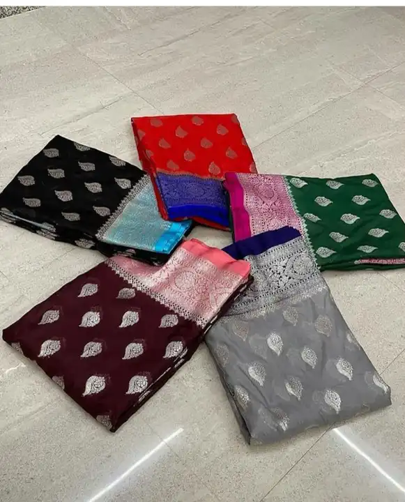 Banarasi handloom semi katan georget silk saree uploaded by Ahmad silk fabric on 3/7/2023