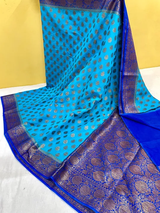 Banarasi semi georget soft silk sarees uploaded by business on 3/7/2023