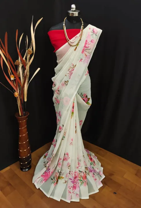 Sarees:-Pure Gorgette uploaded by NIVA CREATION on 3/7/2023
