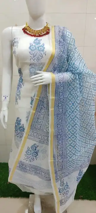 Kota Doria Block Printed Suit Material  uploaded by Govindam Saree on 3/7/2023