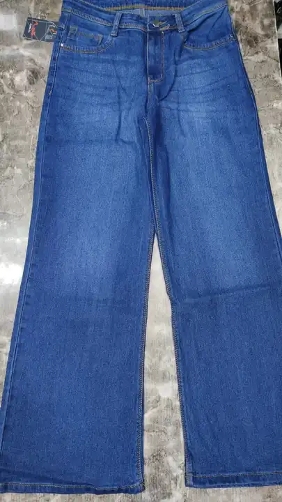 Trendy wide leg ladies jeans factory fabric lacra high quality  uploaded by FIRST CHOICE JEANS  on 3/7/2023