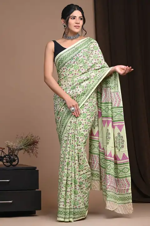 Cotton saree uploaded by Bagru printers Store  on 3/7/2023