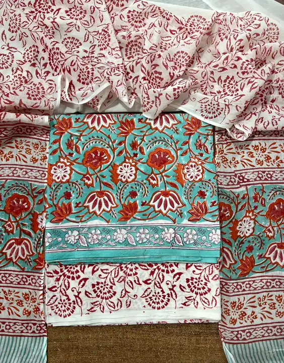 Exclusive hand block print Suit with pure cotton dupatta  uploaded by Floria creations on 3/7/2023