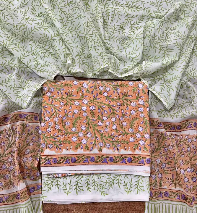 Exclusive hand block suits with pure cotton dupatta uploaded by Floria creations on 3/7/2023
