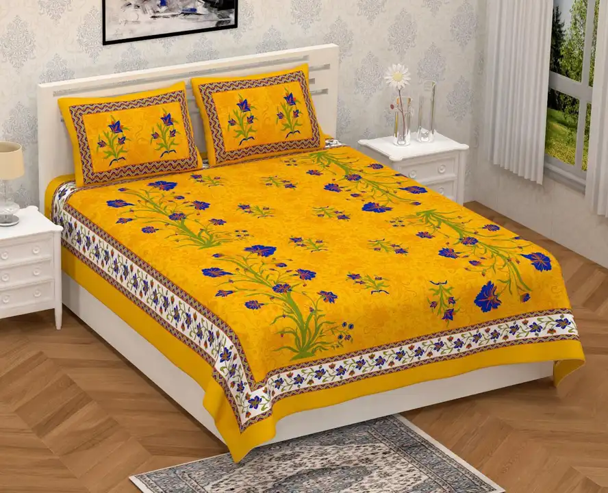 *Cotton Double bad Bedsheets*


*💫Fabric:  - 100% Cotton💫*
 *🔆Pillow Covers - 100% Cotton🔆*


* uploaded by Saiba hand block on 3/7/2023