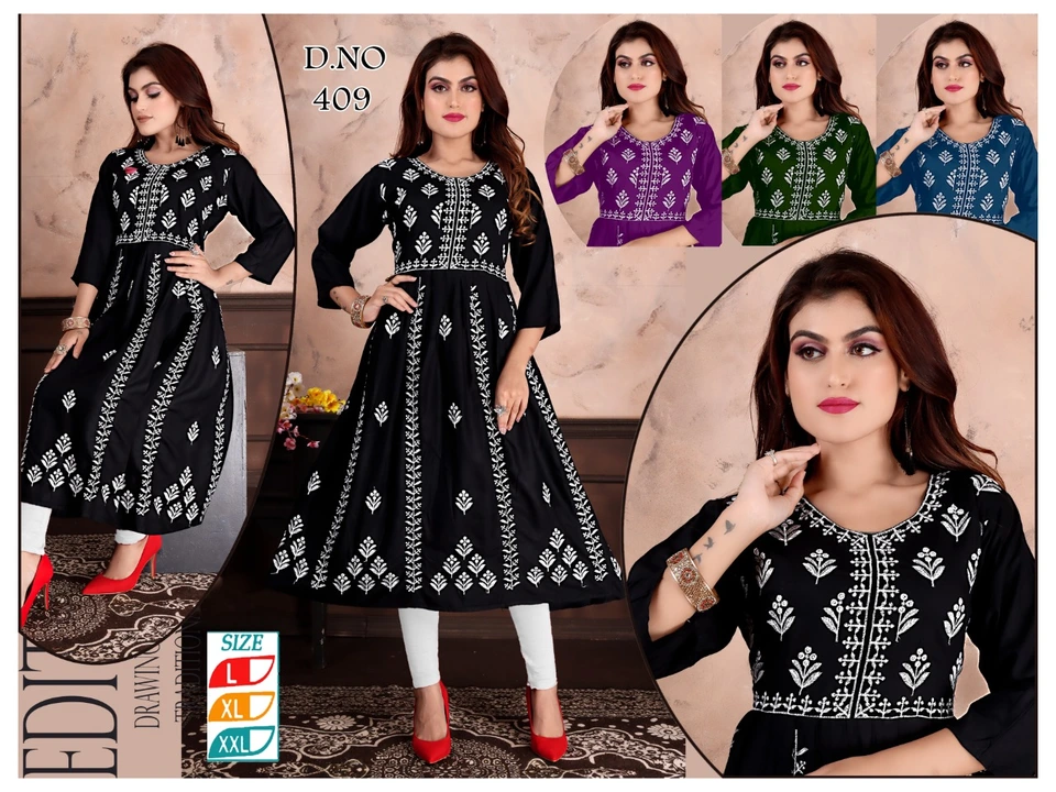 Long Fancy Ghera Kurtis xl xxl work designer all readymate items i have manufatured  uploaded by Radha Creation , Maira sales for Readymade items on 3/7/2023