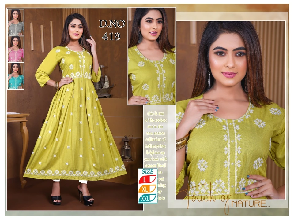 All fancy Work Kurtis xl xxl  All readymate items i have 3 pcs 2 pcs pants palazzo heram leggins cap uploaded by Radha Creation , Maira sales for Readymade items on 3/7/2023