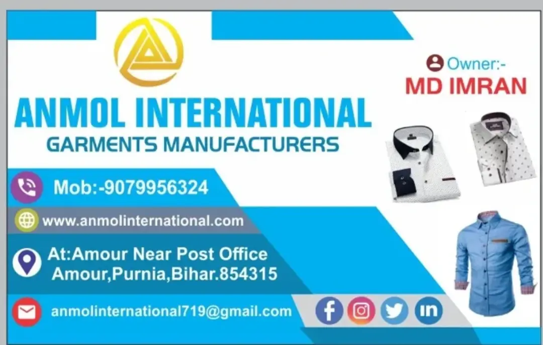 Visiting card store images of Anmol international
