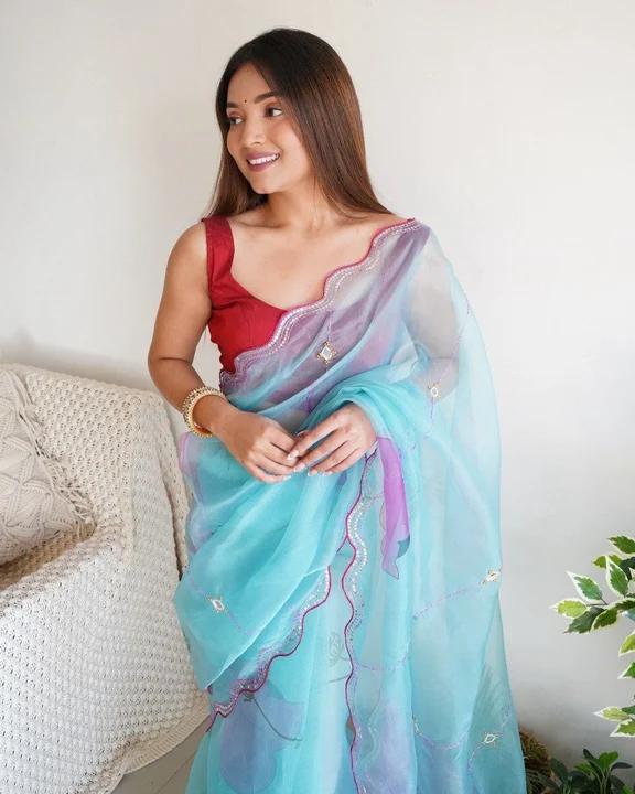Beautiful premium organza saree uploaded by GS TRADERS on 3/7/2023