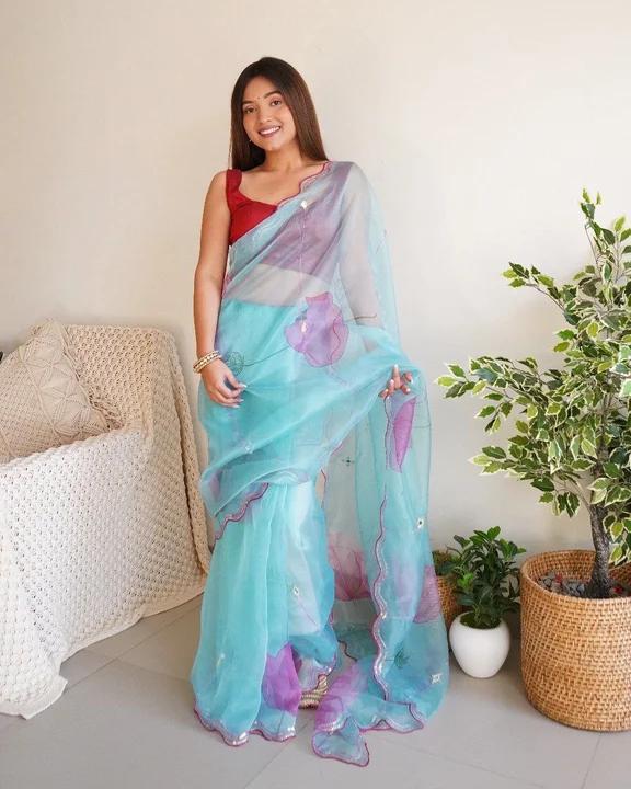 Beautiful premium organza saree uploaded by GS Traders on 3/7/2023