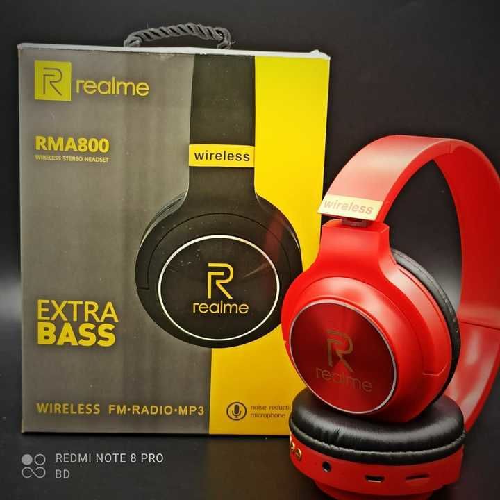 Post image *BT Headphones*

*BRAND - REALME*
*MODEL - RMA 800*

Bluethooth headphones
Good Sound Quility 
Good Battery backup
With sounds Controllable 
With Call Pick up System 
Hd Talking With call In mic 
With TF Memory card slot

Power saver mode -  if not connected wireless mode it will turn off automatically after 5 minutes 

Allow  you to enjoy digital quality music wirelessly and convert between music and phone calling mode freely. 

Support wireless stereo device to receive A2DP stereo music from laptop ,  computer ,  tablet , PC wireless adaptor or and other devices that support wireless stereo audio.

*Rs.900/-*
*Free ship*
*Free brand box (SA)*