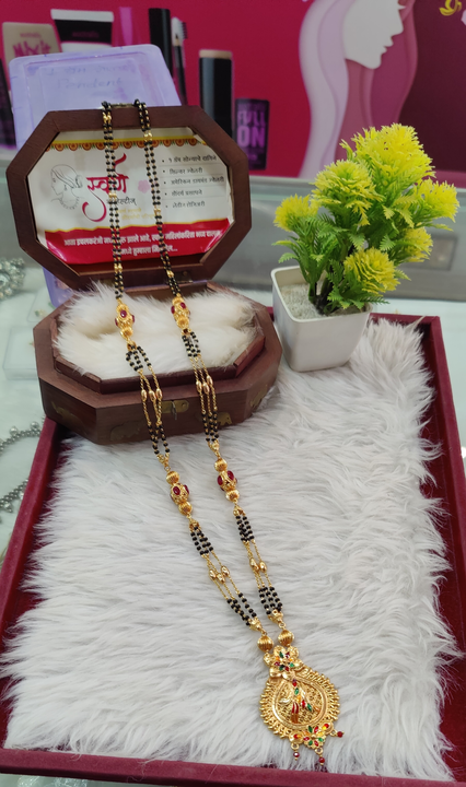 1 gram gold gheru mangalsutra  uploaded by Swarn 1 gm gold & silk sarees on 3/8/2023