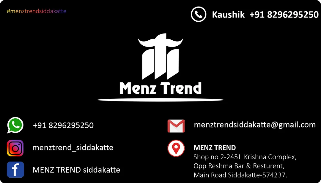 Visiting card store images of MENZ TREND